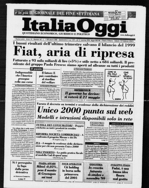 Italia oggi : quotidiano di economia finanza e politica